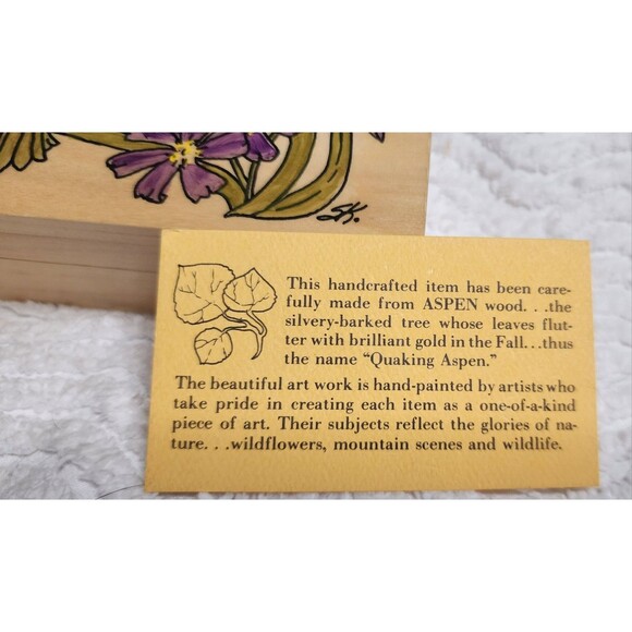 VINTAGE Handpainted Wood Trinket Keepsake Box QUAKING ASPEN Wood Designs EUC - Picture 4 of 8